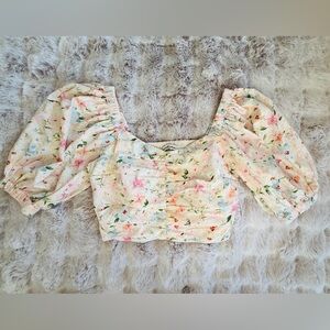 Abercrombie & Fitch Floral Blouse with Puff Sleeves Small
